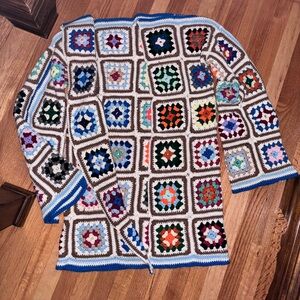 Hand knit, bell sleeve cardigan. Purchased from vintage trunk show.